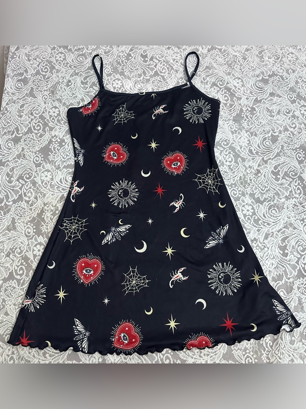 ROMWE Dark Blue Celestial Mini Slip Dress Size Large